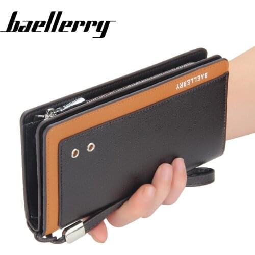Baellerry 2021 New Men Long Clutch Bag Coin Pocket Multi-card Site Large-capacity Leather Male Wallet Zipper Business Handbag