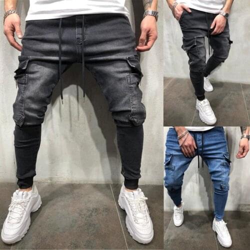 Jeans Men Pants Casual Denim Trousers Multi Pocket Cargo Jeans Men New Fashion Denim Pencil Pants Side Pockets Cargo pant