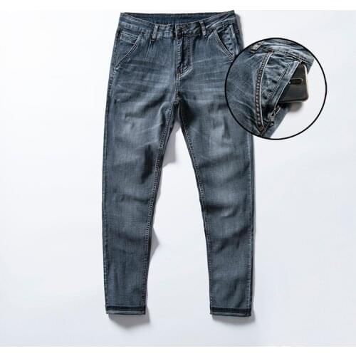 2020 Spring New Mens Vintage Blue Stretch Jeans High Quality Business Casual Regular Fit Denim Pants Male Brand Trousers