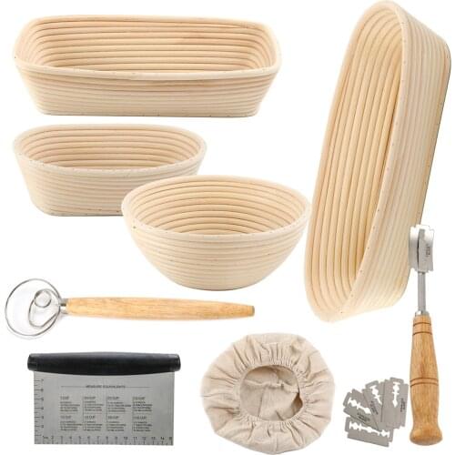 Rattan Bannetons Bread Proofing Basket Bread Baking Mold Mould Proving Fermentation Basket Dough Whisk Bread Scraper Cutter