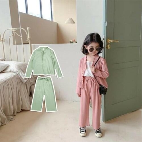 Girls Suits Coat+Pants Sets Kids 2021 Solid Spring Autumn Teenagers Tracksuits Formal Outfits Sport Children Clothing Sets