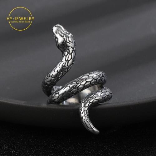 Retro Punk Snake Exaggerated Spirit Ring Fashion Personality Opening Adjustable Ring For Men Rock Ring Vintage Animal Jewelry