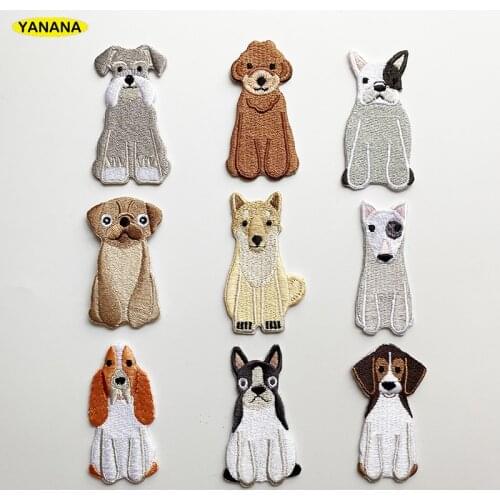 Pug Patch Spotted dog for Clothing Iron on Embroidered Sewing Applique Cute Sew On Fabric Badge DIY Apparel Accessories