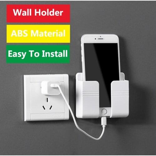 Wall Mounted Organizer Storage Box Remote Control Mounted Mobile Phone Plug Wall Holder Charging Multifunction Holder Stand
