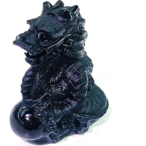 Natural Obsidian Cartoon Dragon Figurine Hand Carved Quartz Doll Statue Crafts Healing Crystal Stone Home Decoration Gift