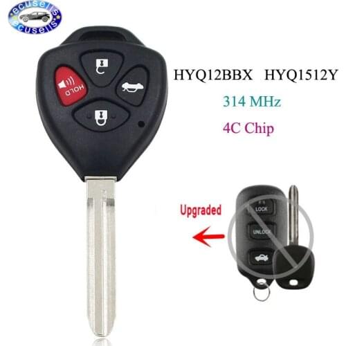 Upgraded Remote Key Fob for Toyota Avalon 1998-2004 with 4C Chip 314MHZ FCC: HYQ12BBX HYQ1512Y With TOY43 Blade