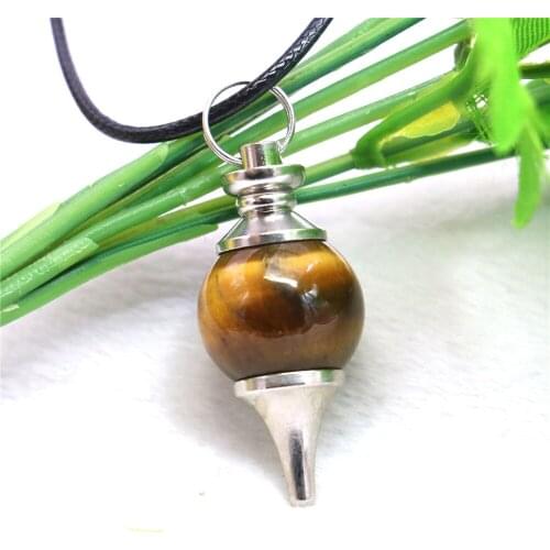 18X40mm Nail Round Tiger Eyes Pendant Necklace Natural Stone Alloy Black Rope Chain Extendable Clasp Women Jewelry Making Design