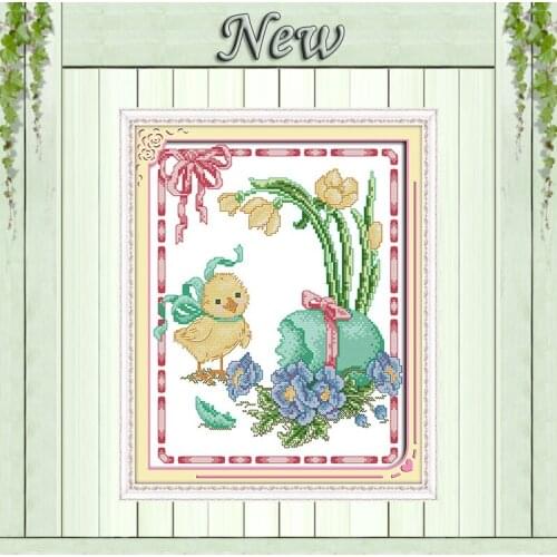 Easter chicken animal flower Painting Counted Print on the canvas DMC 14CT 11CT DIY Cross Stitch Needlework Kits Embroidery Sets