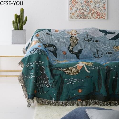 Mermaid Throw Blanket Sofa Decorative Slipcover Cobertor On Sofa/beds/plane Travel Plaid Non-slip Stitching Blankets