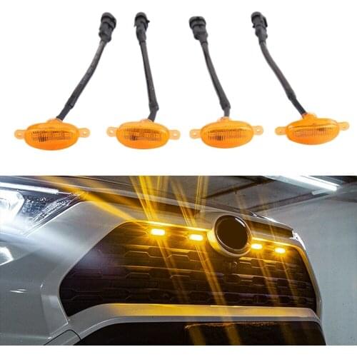 [ Plug & PLAY ] Car LED Front Grille Smoked Amber Light Daytime Running Lights Lamp for Universal Pickup SUV Truck Sedan