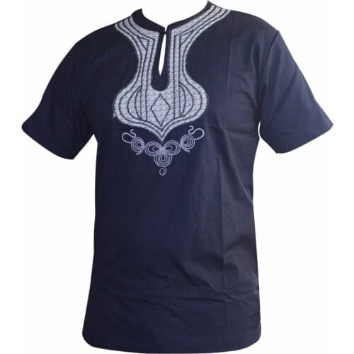 Рубашка мужская Embroidered Slim Dashiki Muslim T-Shirts Ankara New Design Traditional African Clothings Wholesale kurta men
