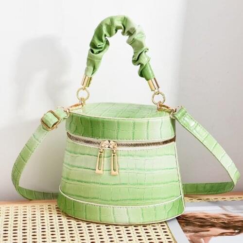 Hand-held bucket bag female 2021 new trendy stone pattern small round bag all-match one-shoulder diagonal bags for phone