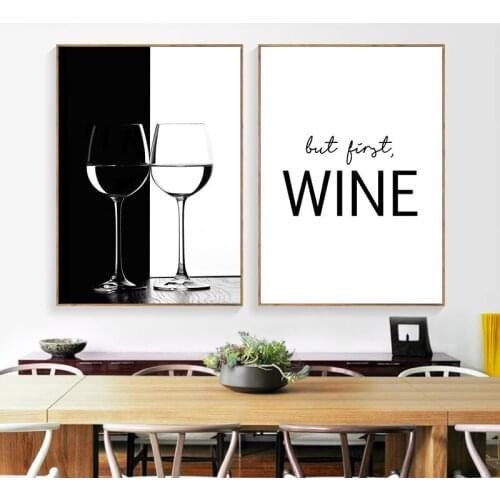 Modern Glass Goblet Canvas Painting Posters Prints Dining Hall Wall Art Wine Contrasting Color Wall Pictures Kitchen Home Decor