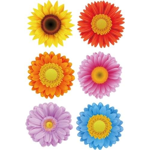 6pcs/lot applique thermo stickers on clothes Beautiful flowers heat-sensitive Stickers transfer fusible clothing Iron-on patch