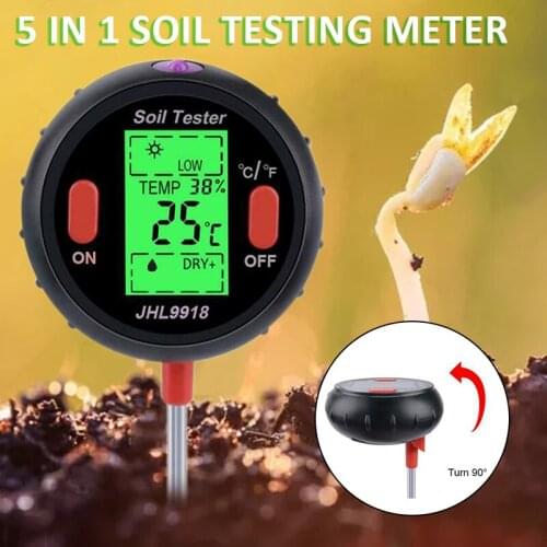 5 in 1 Soil Tester PH Meter Soil Digital Monitor LCD Display PH Moisture Tester Sunlight Intensity Temperature For Garden Plants