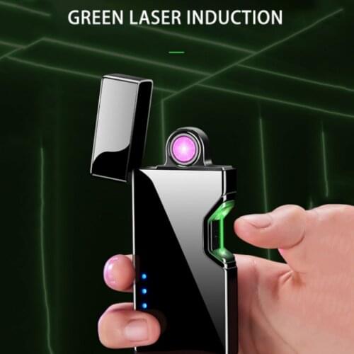 Windproof Dual Arc Plasma Lighter USB Rechargeable Lighter Portable Fingerprint Lighter Disposable Cigarette Gadget Men Gift