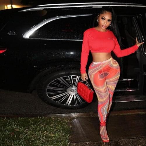 Mesh Print Foot Pants Women Molly Medium Waist Skinny Body-Shaping Leggings 2021 Fashion Sexy High Street Female Trousers Hot