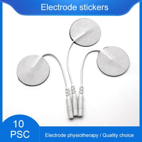 10Pcs 3.5cm Round Electrode Pads Body Massager Tens Therapy Unit Muscle Stimulator Machine 2mm Plug With Cable Physical Therapy