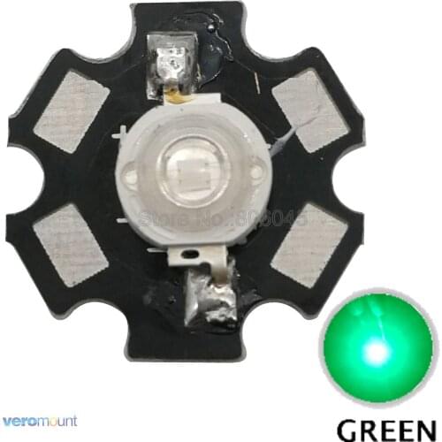 10PCS 3W Green High Power LED Bead Emitter Epileds 45Mil DC3.2-3.6V 700mA 100-130LM 510-530NM with 20mm Star Platine Heatsink
