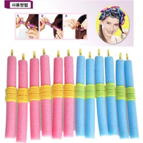 12pcs Magical Anion Soft Foam Hair Rollers DIY Hair Style Roller Curler Maker Salon Sponge Hair Styling Tool Bendy Twist Curl