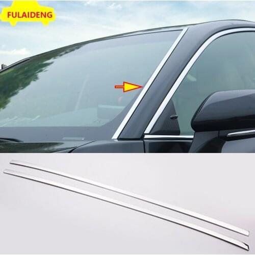 2pcs For Toyota Camry 2018-2019 Silver titanium front window head glass windshield column frame trim Car Styling Accessories