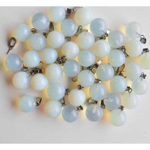 2020 fashion hot sale high quality opal stone round ball charm pendants for jewelry making 50pcs/lot wholesale free shipping