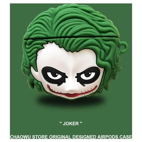 3D Funny Cool Evil Joker Headphone Cases For Apple Wireless Bluetooth Headset Airpods 1 2 Pro Silicone Protection Earphone Cover
