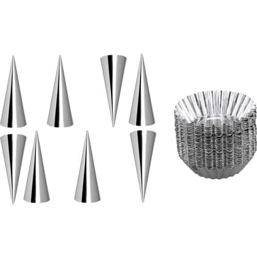 42Pcs DIY Baking Mould: 30 Pcs Egg Tart Heart Cake Cookie Jelly Mold & 12Pcs Cream Horn Molds Croissant Cones Moulds