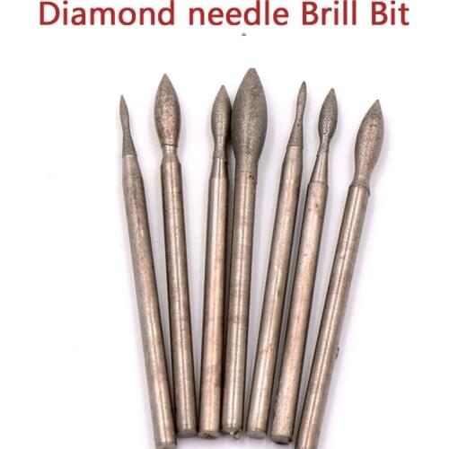 5pcs Diamond Grinding Head Polishing Needle Bits Burrs Metal Stone Jade Engraving Carving Tools For Dremel 2.35mm Shank J Needle