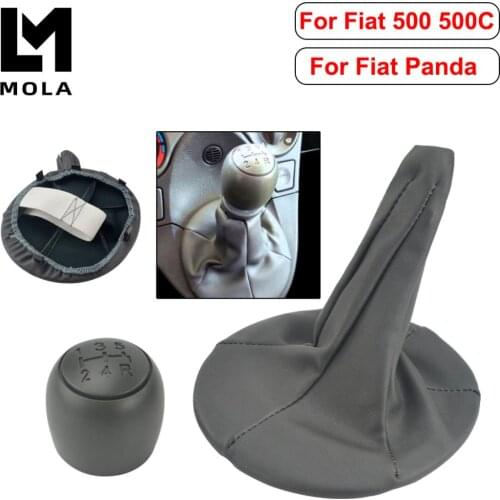 5 Speed Car Gear Shift Knob with PU Leather Gear Shift Shifter Gaiter Boot Cover for FIAT PANDA 2003-2012 SBC22