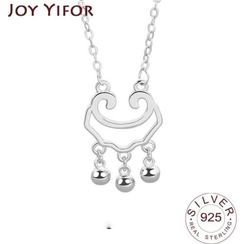 925 Sterling Silver Womens Fashion New Jewelry High Quality Children Bell Tassel Gold Retro Simple Pendant Necklace 48CM Long