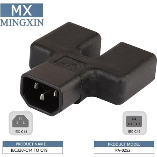 IEC320 C14 FOR C19, IEC 320 C14 Male to Dual 2 * C19 Female Power Adapter, Male to Male 16A to 20A 20A UPS PDU Power Adapter