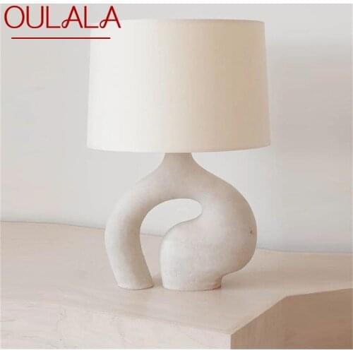 OULALA White Creative Table Desk Lamp Contemporary Resin LED Light for Home Living Bed Room Decoration