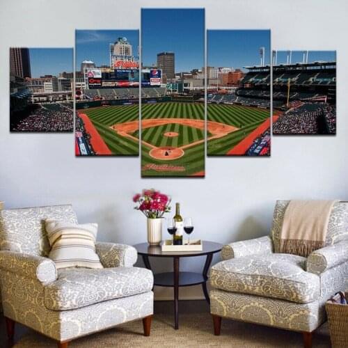 Baseball Stadium Field 5 Panel Canvas Picture Print Wall Art Canvas Painting Wall Decor for Living Room Poster No Framed
