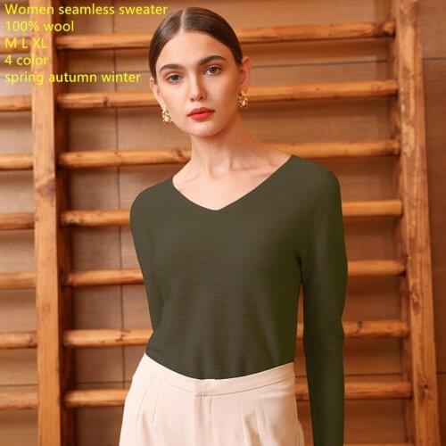 Naizaiga 18G One-piece seamless cardigan sweater for ladies 100% wool v-neck solid spring black green pinksweater DSFS1