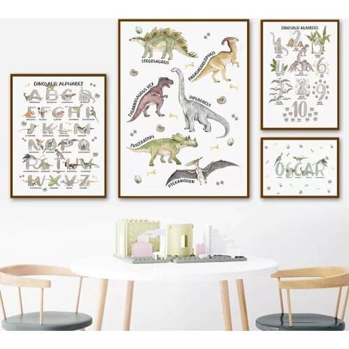 Dinosaur Childrens Prehistoric Animal Nordic Posters And Prints Wall Art Canvas Painting Wall Pictures Kids Room Nursery Decor