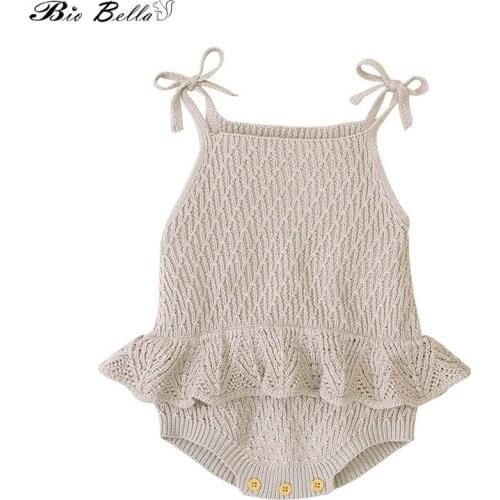 Baby Newborn Knitted Bodysuit Lovely Cotton Spring Autumn Clothes Winter Overalls For Childre Girl Sleeveless 0-24M Clothing