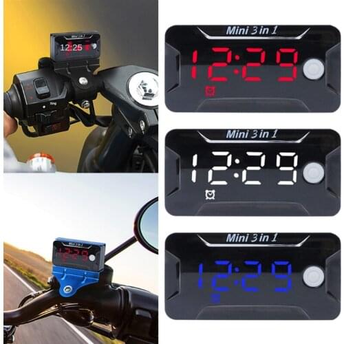 G5AB Electronic Clock 3 in 1 Universal Motorcycle Electronic Clock Thermometer Voltmeter Watch Display Motorbike Accessories