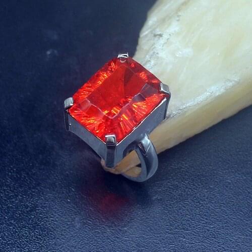 Gemstonefactory Jewelry Big Promotion Single Unique 925 Silver Wedding Charm Red Garnet Women Men Gifts Rings 7# 20212827