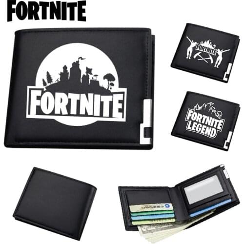 Hot fortnite game student unisex PU leather double fold leather wallet fashion short card bag coin purse boy male birthday gift