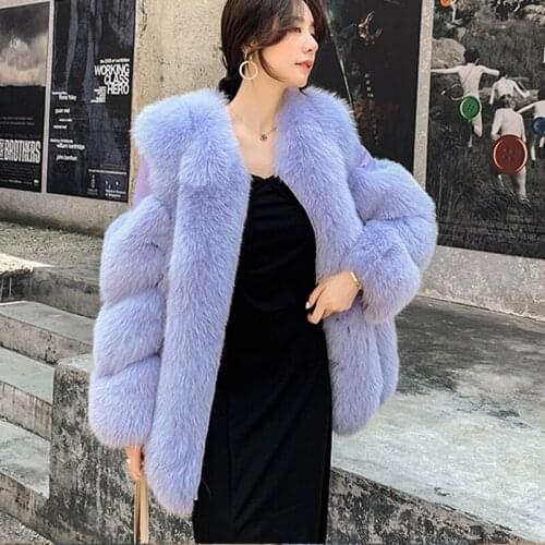 Hot selling Luxury Brand Coat Ladies Natural Real Fox Fur Overcoat 2020 New Pure Color Simple Stylish Furry Jacket Women