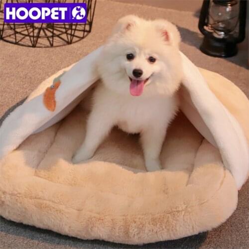 HOOPET Cat Sleeping Bed WarmSleeping Bag for Cats Deep Sleep Winter Comfortable Mat House for Puppy Cats Nest Cushion with Quilt