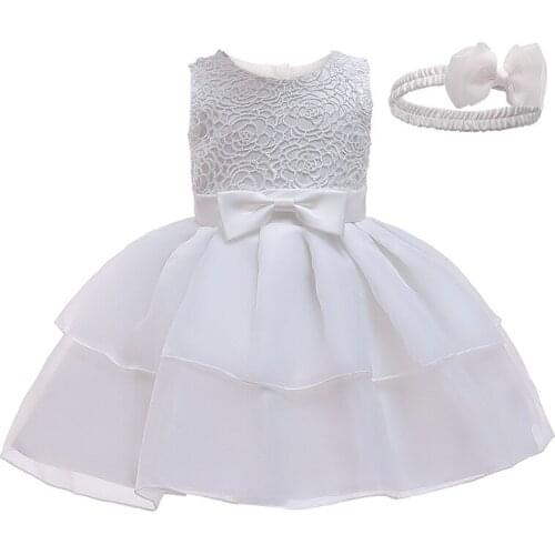 Ins 2021 Summer New Childrens Dress Bowknot Lace Baby Girls Princess Dress For Girls Dresses Newborn Evening Dresses 3-24 Month