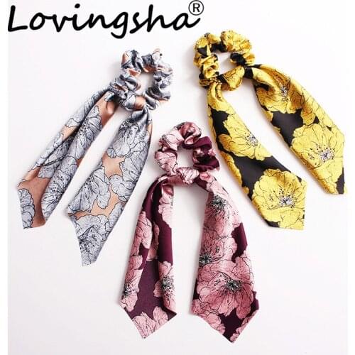LOVINGSHA Women Cute Hair Accessories Brand Ladies Floral Hair Tie Brand Scrunchies Ponytail Hair Female Girl Holder Rope FC174