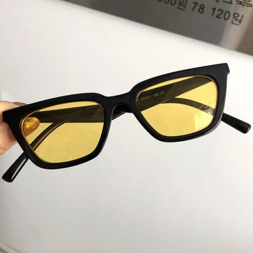 Fashion Brand Designer Cat Eye Womens Sunglasses 2021 Luxury Small Frame Sun Glasses Men 90s Black Yellow Lens Vintage Glasses