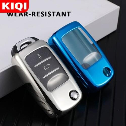 Soft TPU Car Folding Flip Key Case Cover Shell for Changan CS75 Eado CS35 Raeton CS15 V3 V5 V7 Key Protector Accessories