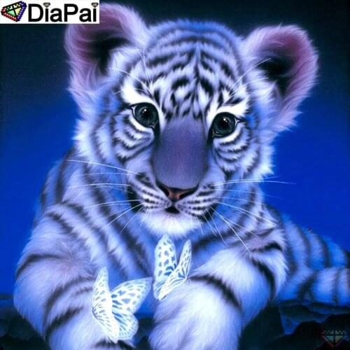 DiaPai Diamond Painting 5D DIY 100% Full Square/Round Drill "Tiger butterfly" Diamond Embroidery Cross Stitch 3D Decor A16806