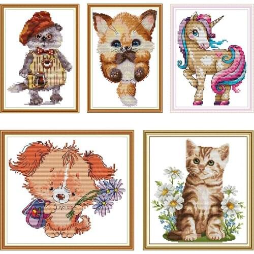 Counted Cross Stitch Cross Stitch Pattern Animal Joy Sunday Cross Stitch 11CT Printed Cross Stitch Kit Embroidery Needlework Set