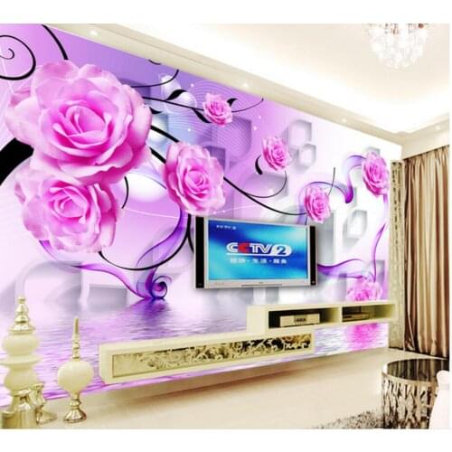 WDBH custom mural 3d photo wallpaper The reflection of roses TV background wall picture 3d wall murals wallpaper for living room