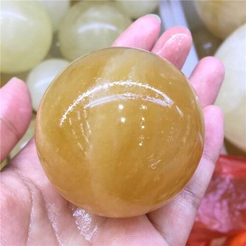 Natural orange calcite stone sphere citrine crystal iceland gemstone ball around for crystal meditation reiki 50-60mm